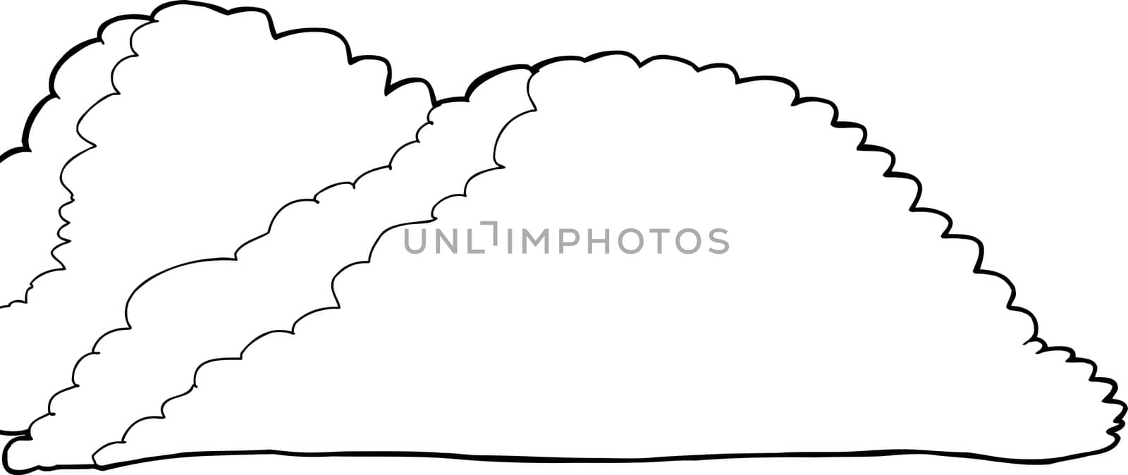 Outline cartoon cumulonimbus clouds background with copy space