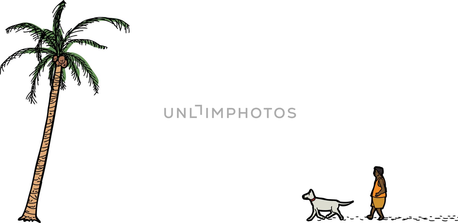 Isolated Man, Dog and Palm Tree by TheBlackRhino