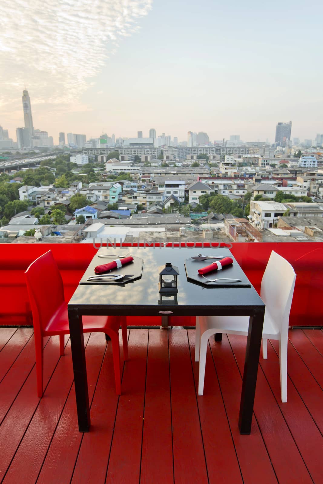 Table set outdoors.