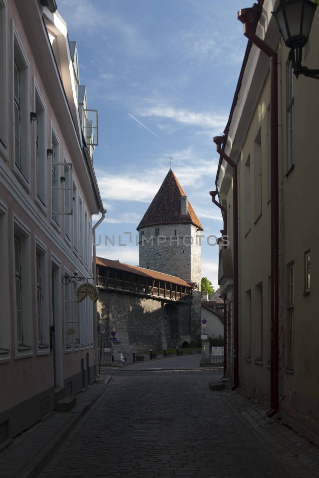 middle ages tower on town wall in historical centre of Tallinn