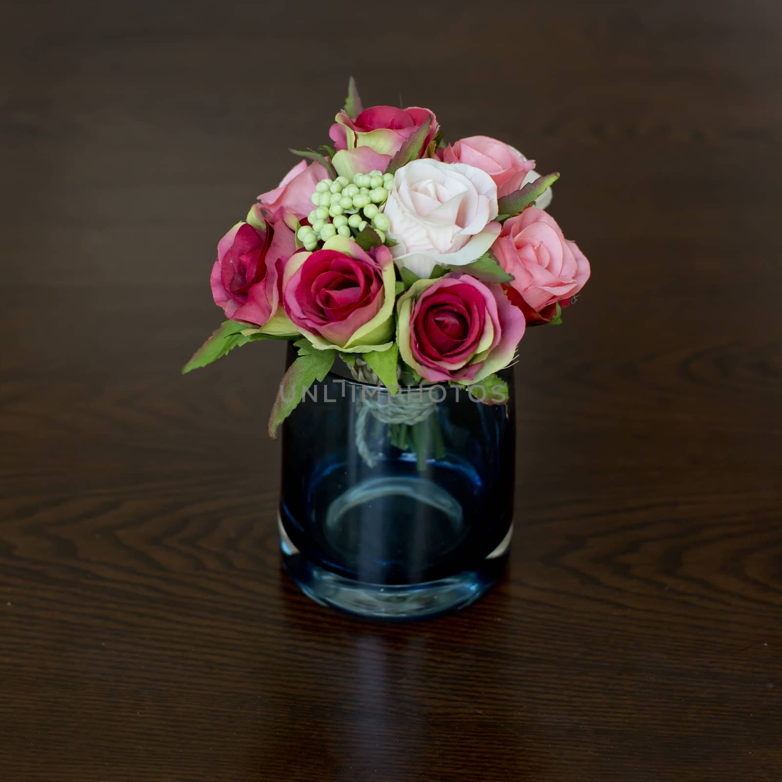 Glass vase with flowers, a beautiful ornament in a wedding