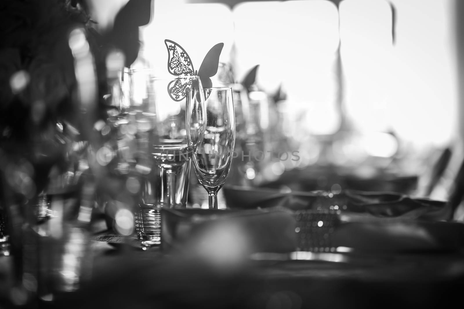 Laid table at a wedding reception