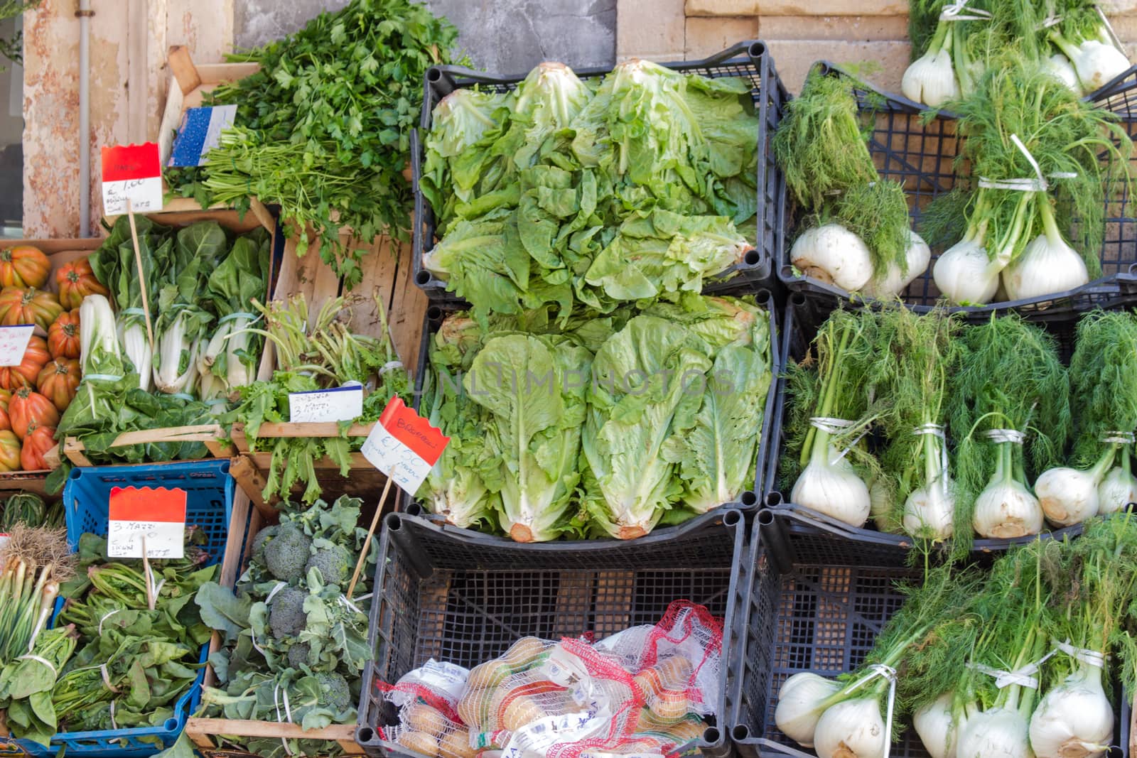 A typical vegetable market in Acireale