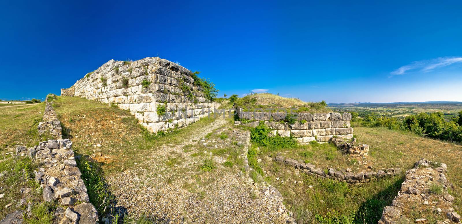 Ancient Asseria ruins panoramic view, Dalmatian zagora, Croatia