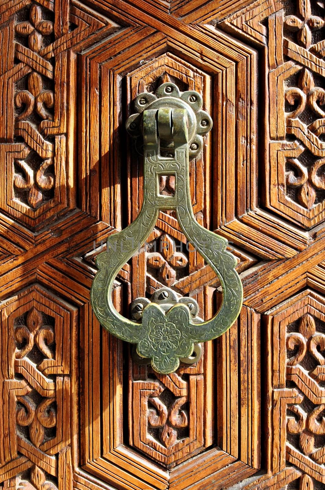 marrakech city morocco arab door metal latch detail