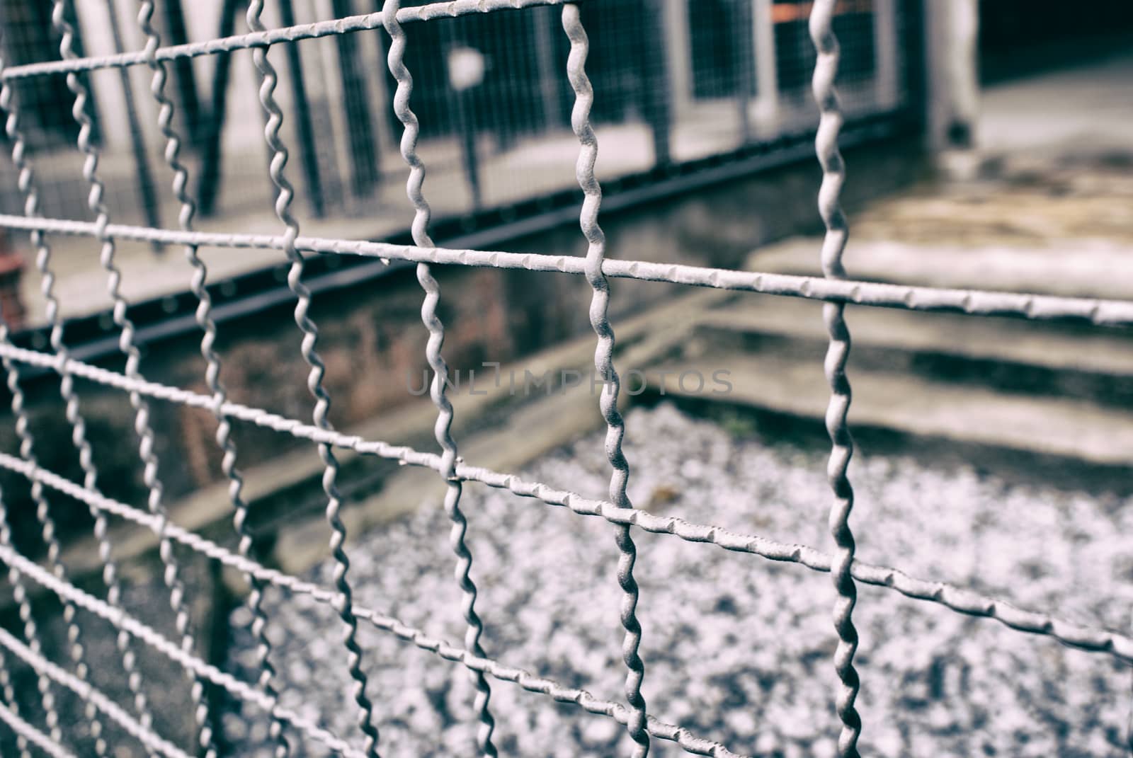 Photograph of a metal wire industrial fence