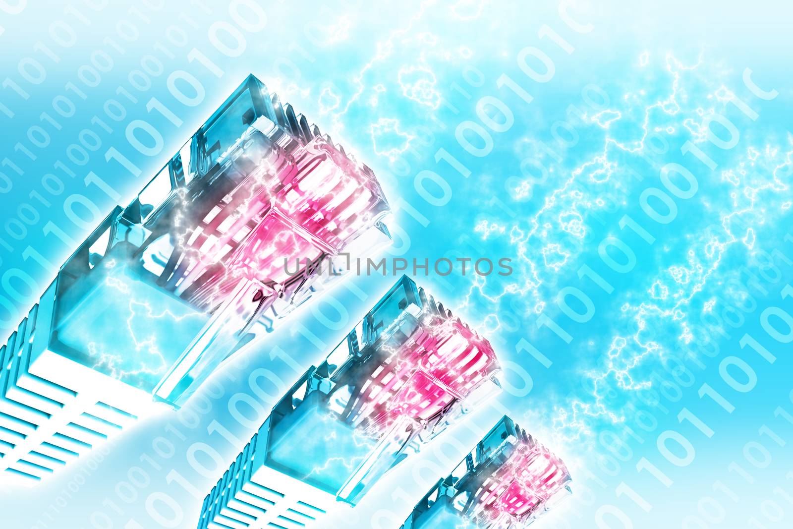 Set of colorful computer cables on abstract bright background