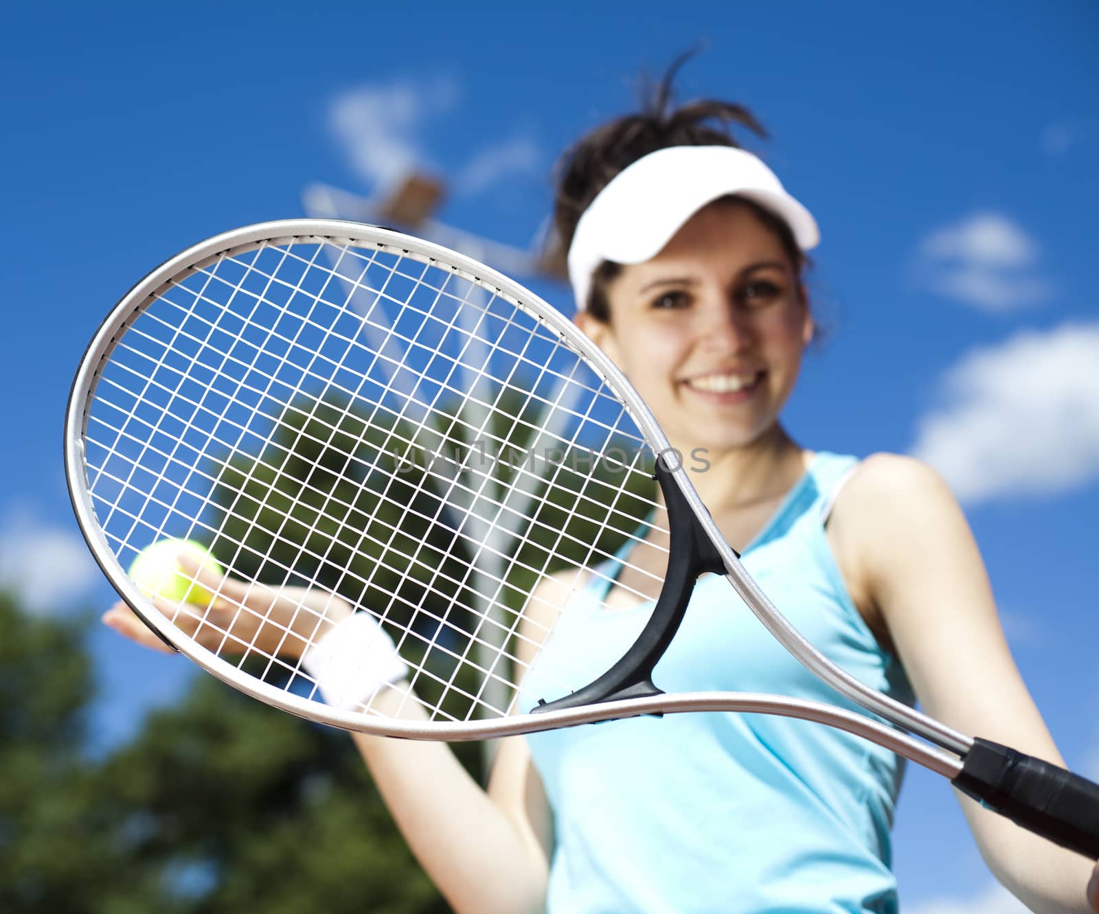 Playing tennis, natural colorful tone