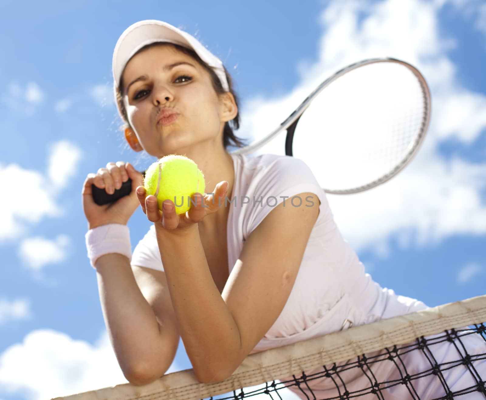 Playing tennis, natural colorful tone