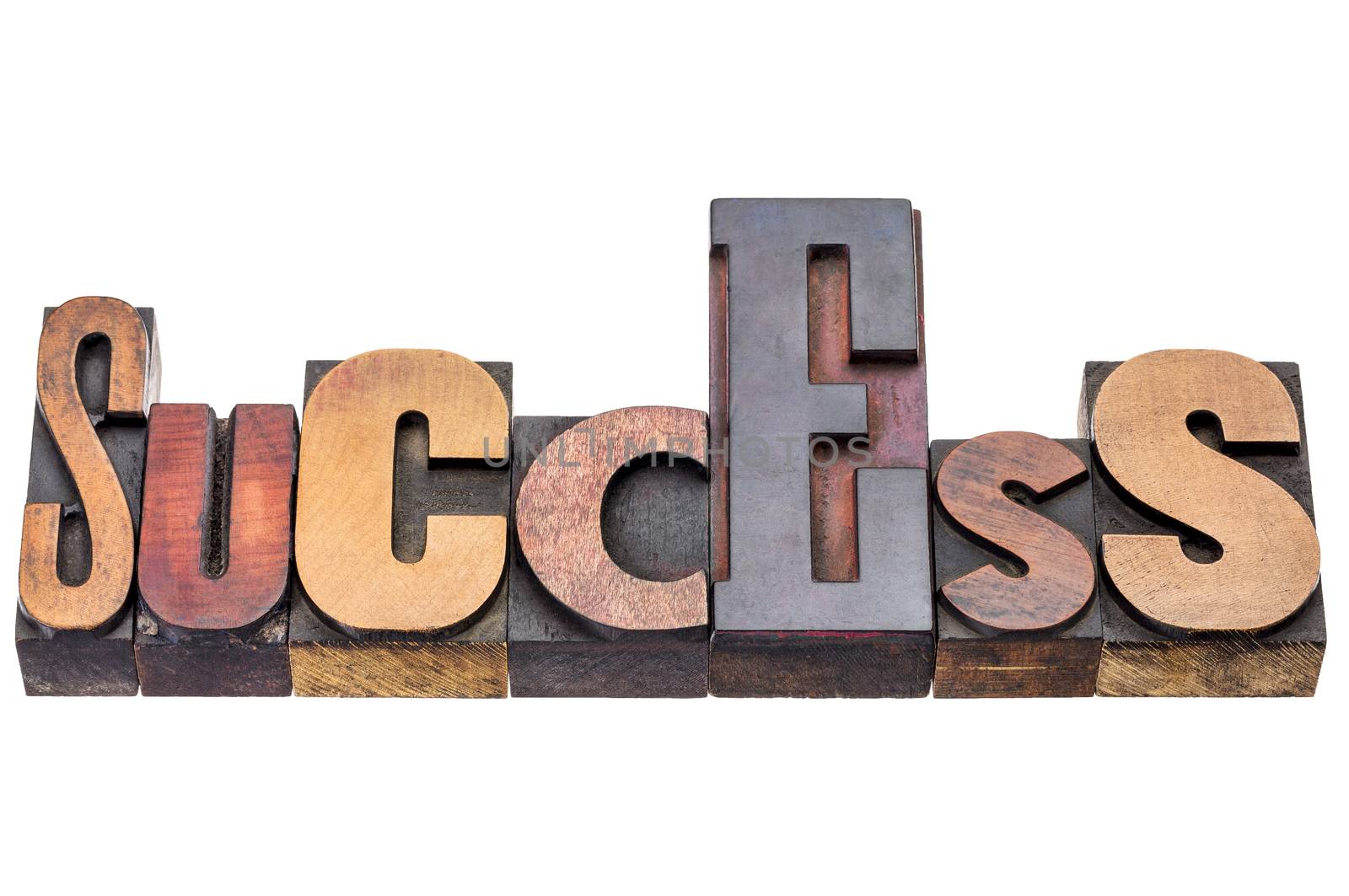 success word abstract - isolated text in mixed vintage letterpress wood type blocks