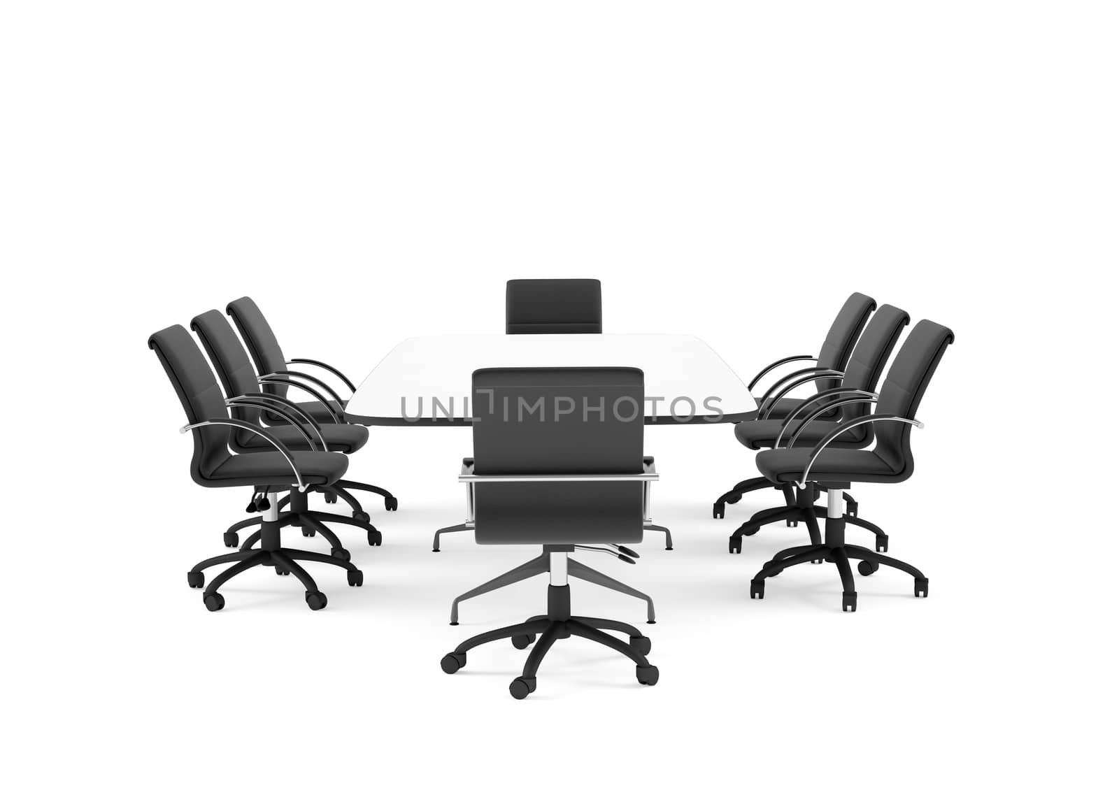 Conference table and chairs. Isolated render on white background
