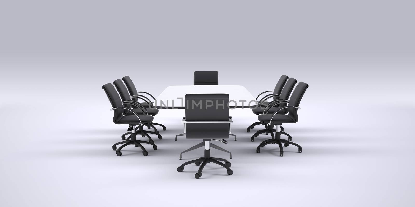 Business conference table with chairs. Gray gradient background