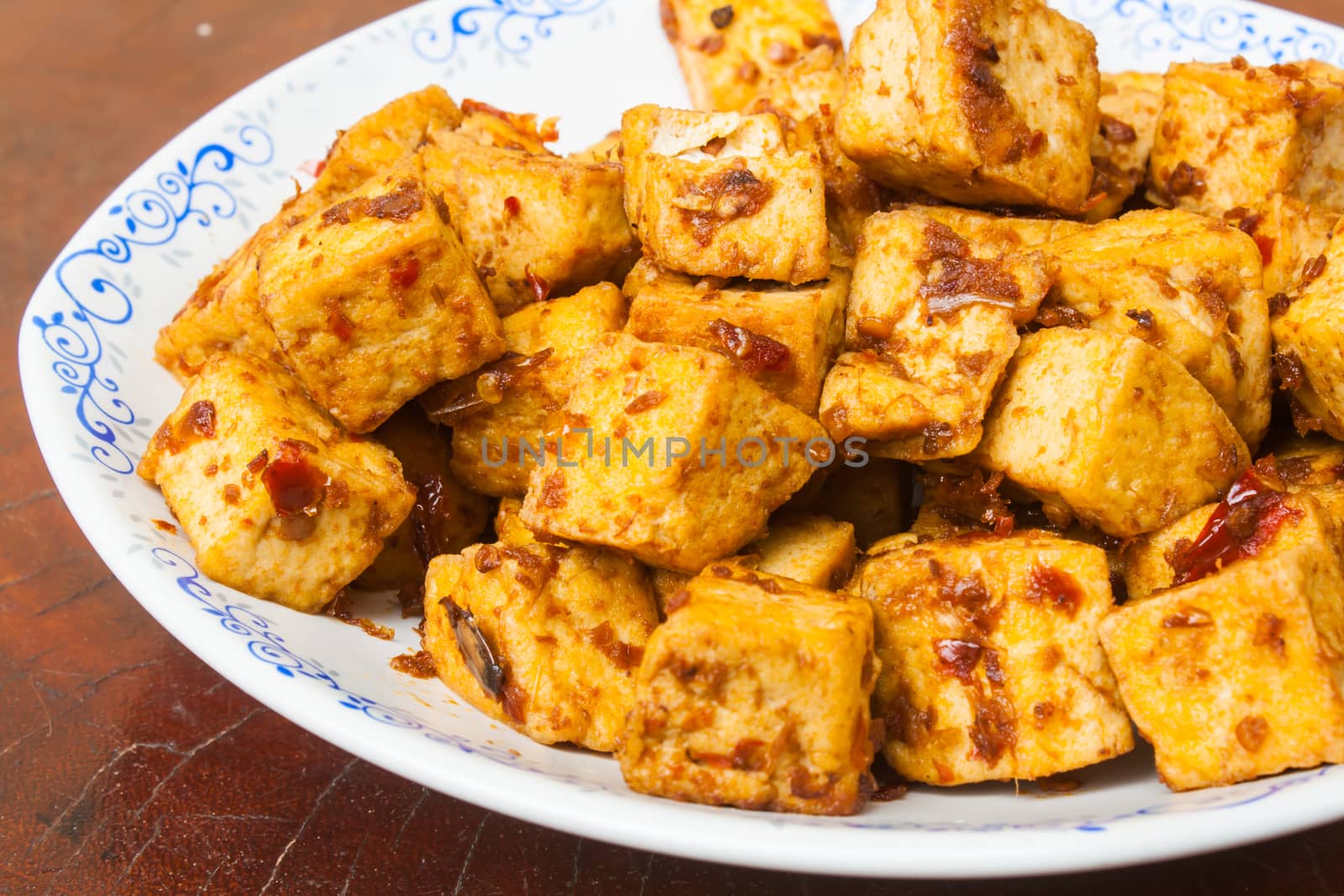 Stir Fried Tofu with Curry Paste Stock Photo