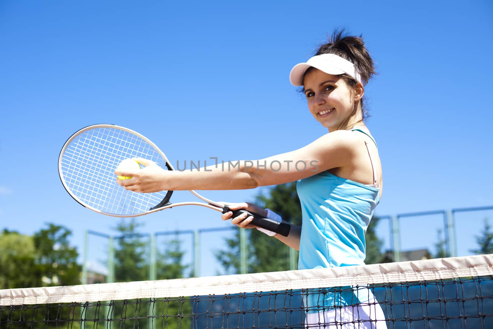 Girl Playing Tennis, natural colorful tone