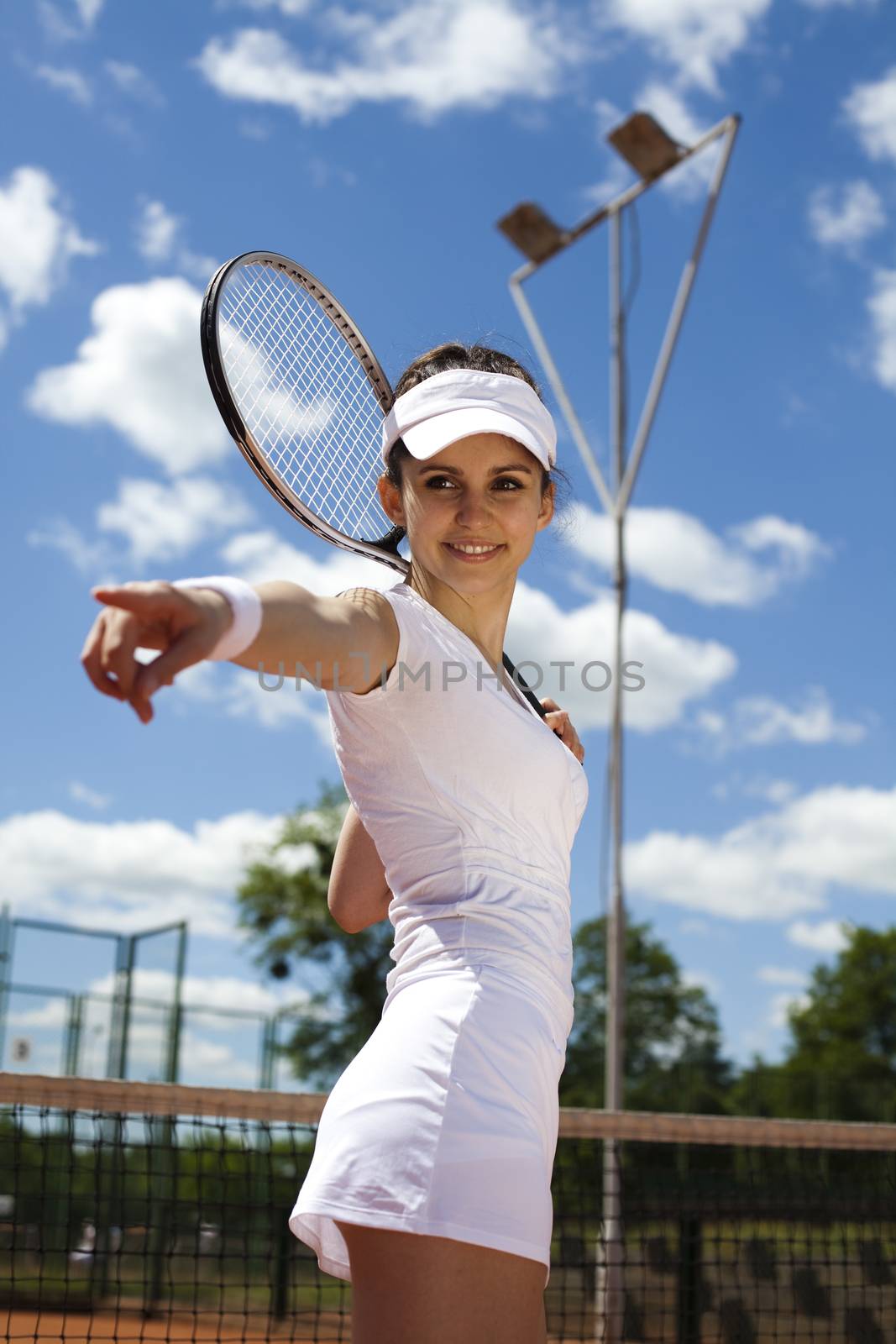 Girl Playing Tennis, natural colorful tone