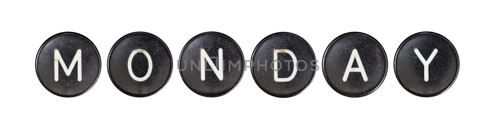 Typewriter buttons, isolated on white background - Monday