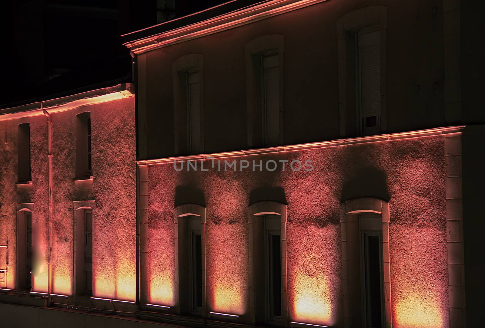 house at night in france
