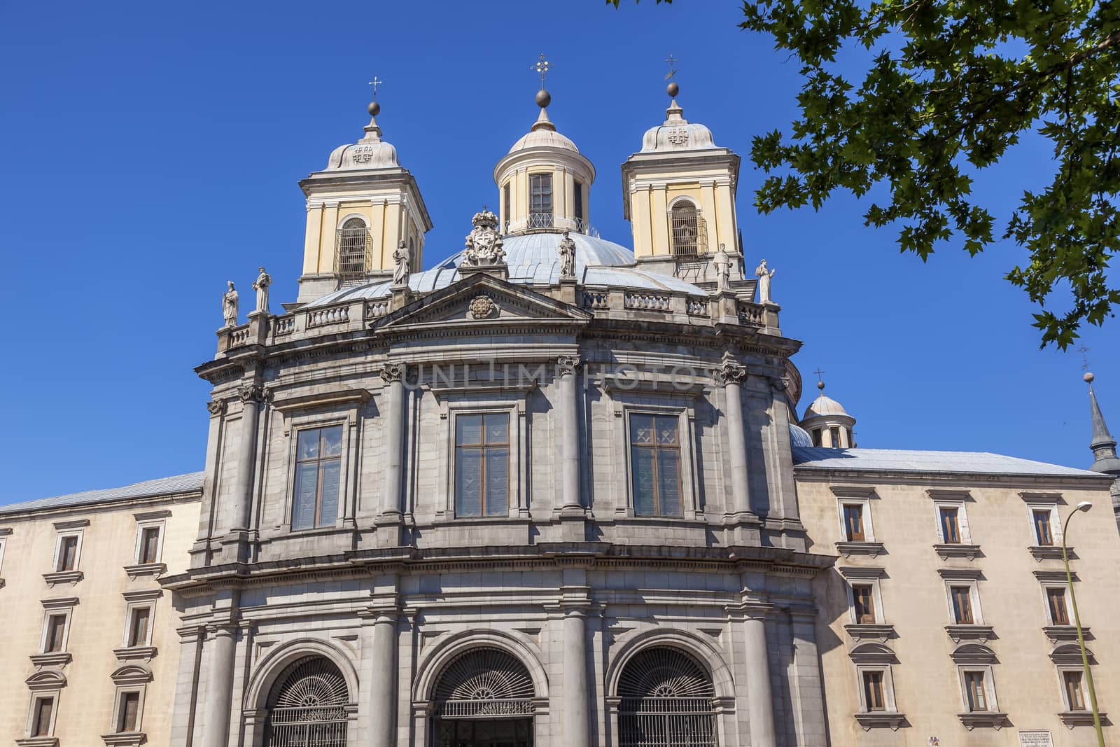 San Francisco el Grande Royal Basilica Steeples Outside Madrid Spain. Basilica designed in the second half of 1700s, completed by Francisco Sabatini.