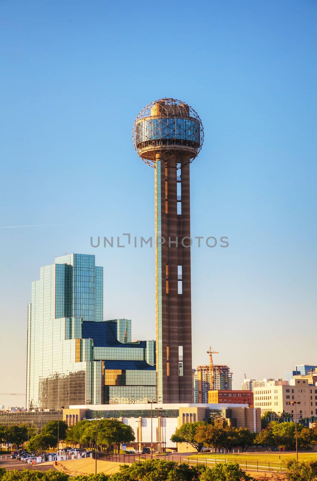 DALLAS - APRIL 16: Downtown of Dallas with Reunion Tower on April 16, 2014 in Dallas, Texas. It is a 561 ft (171 m) observation tower and one of the most recognizable landmarks in Dallas.