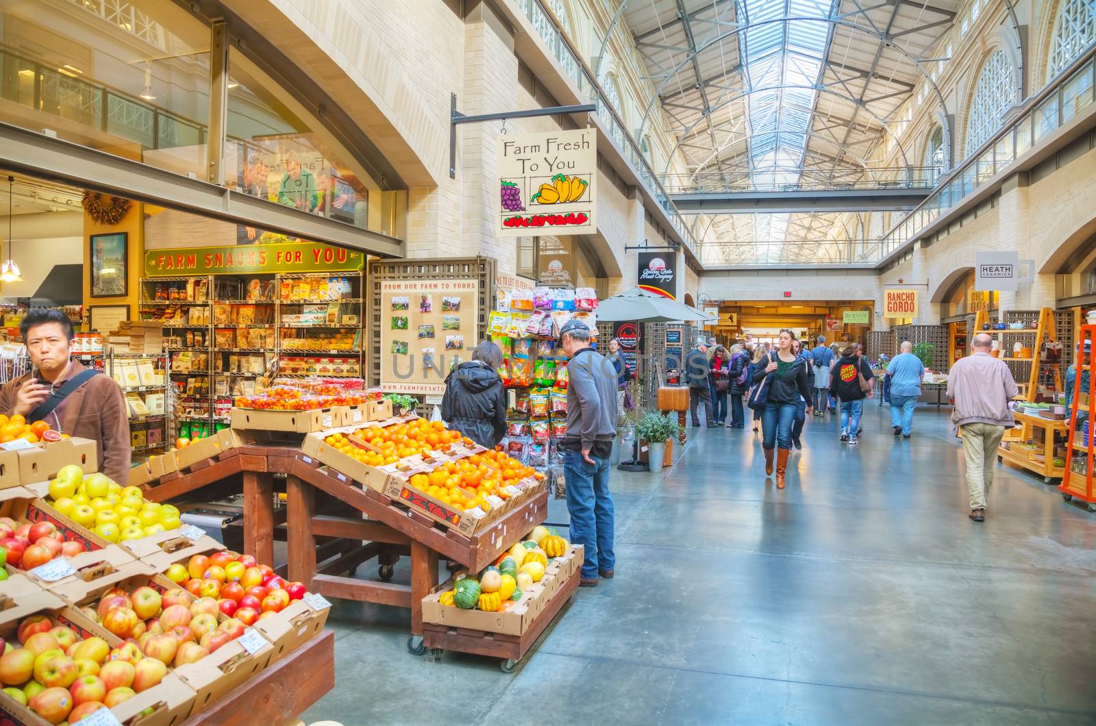 Farmers market hall inside the Ferry building in San Francisco by AndreyKr