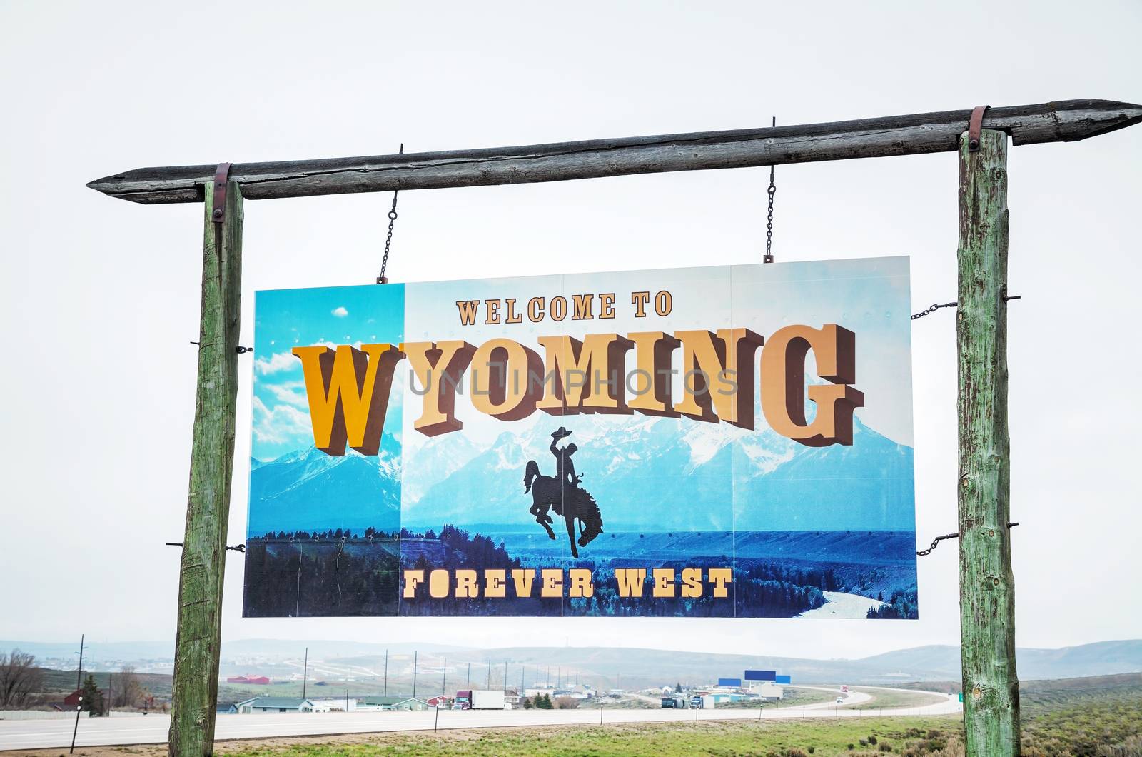 Welcome to Wyoming sign at the state border