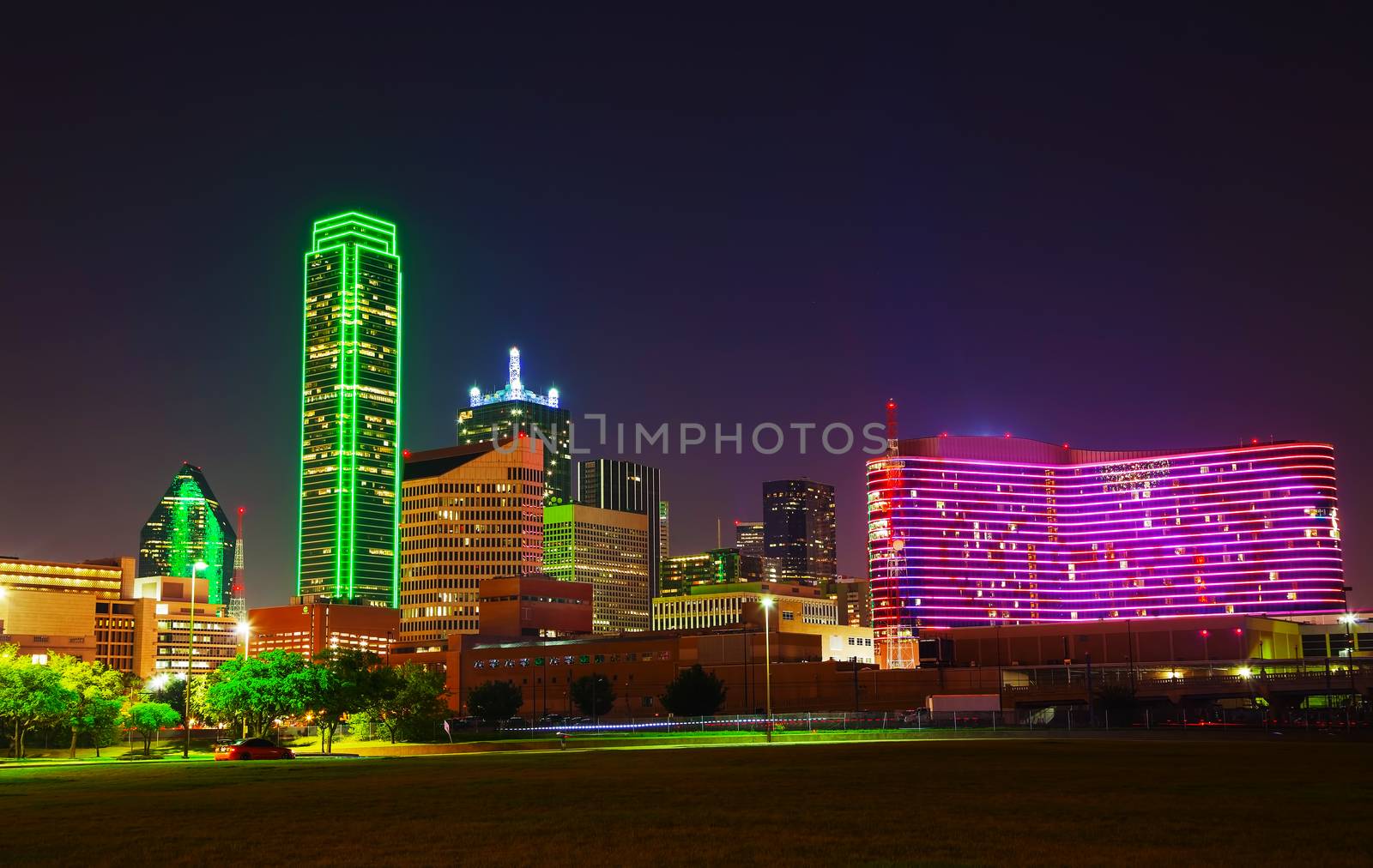 Dallas cityscape at the night time by AndreyKr