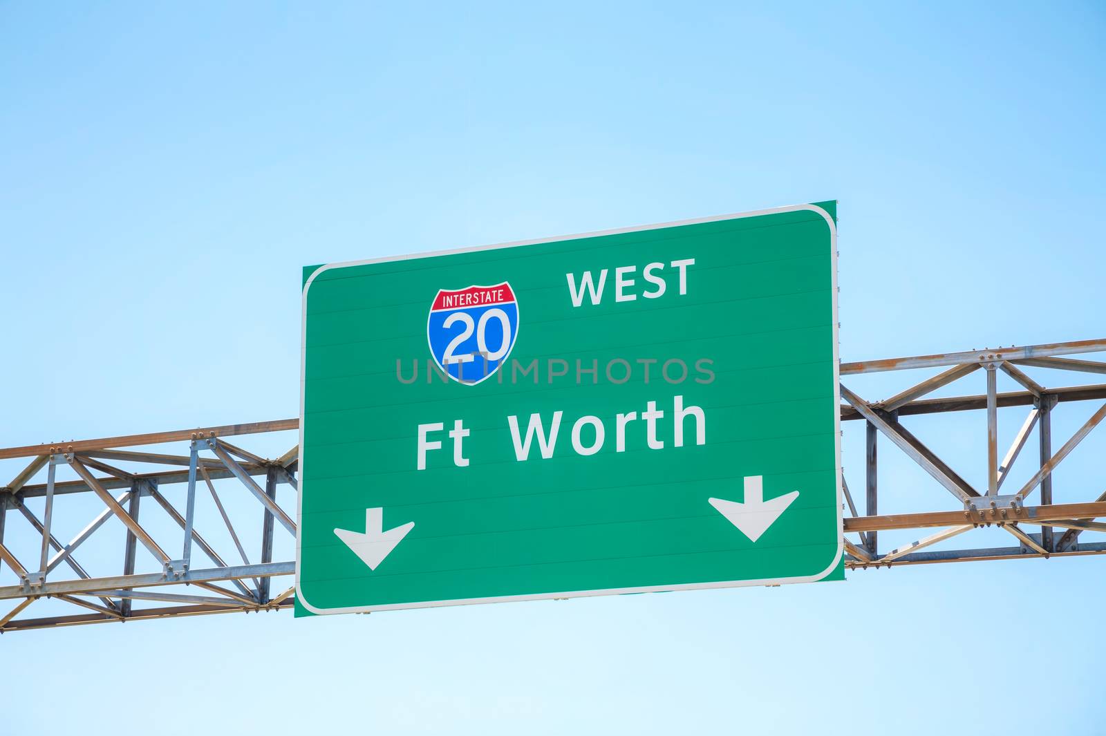 Road sign with the direction to Fort Worth by AndreyKr