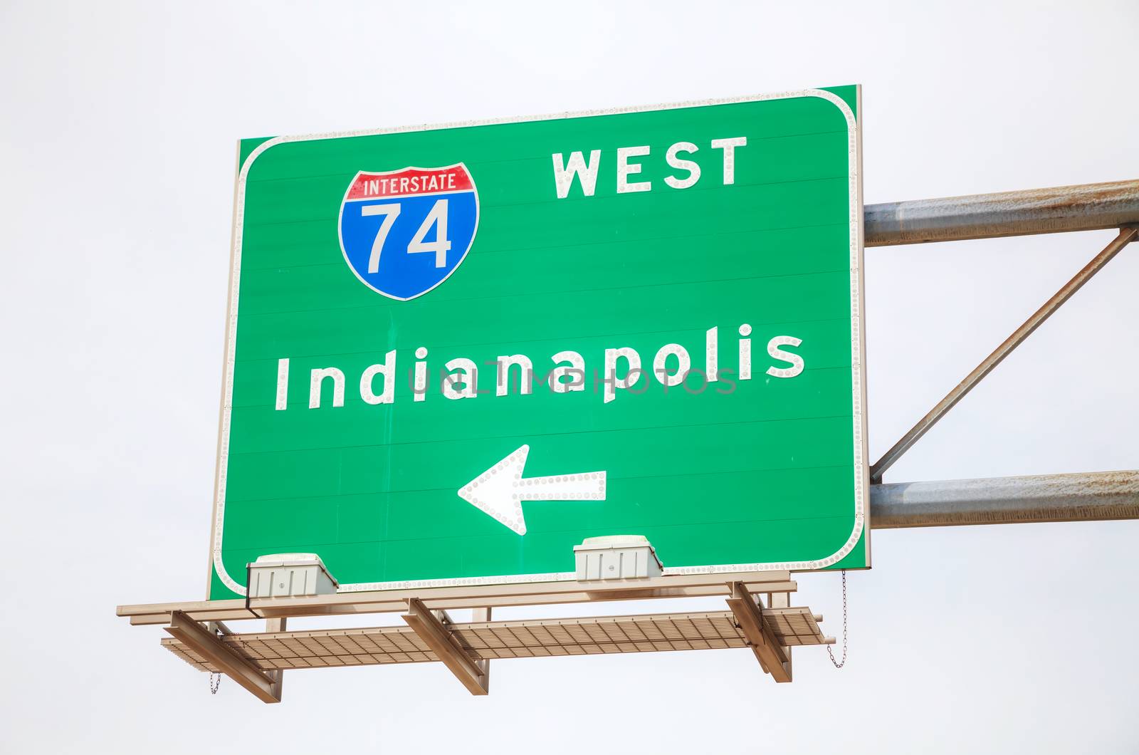 Road sign to Indianapolis at the interstate highway