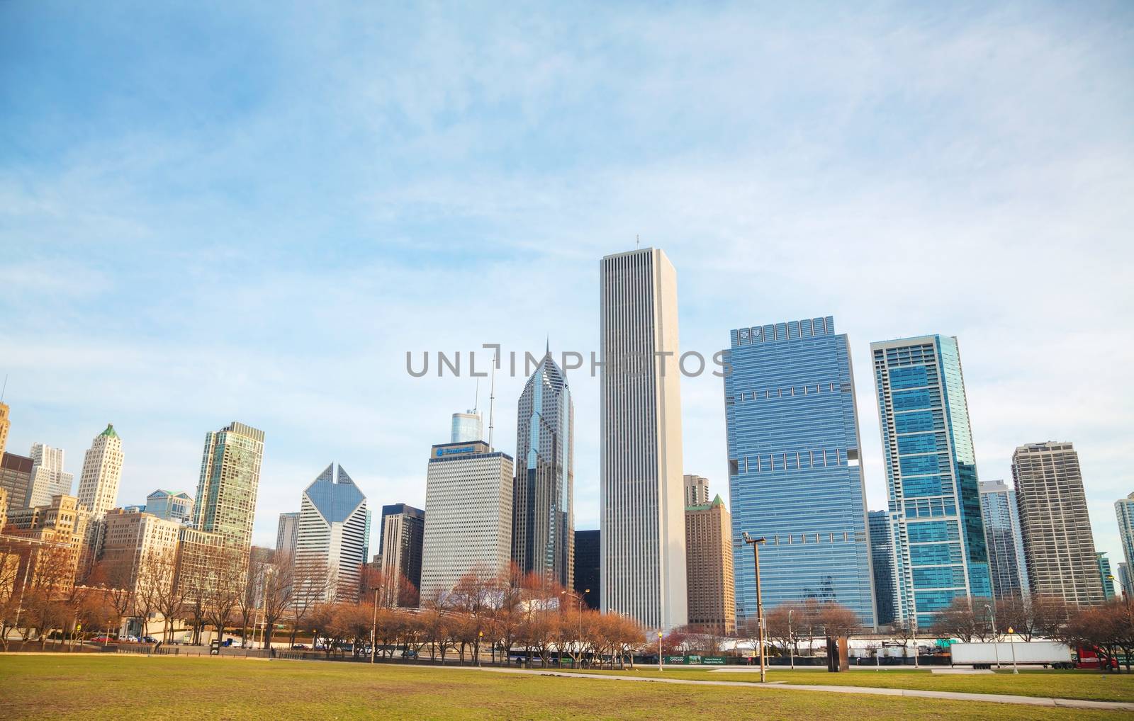 Chicago downtown cityscape in the morning