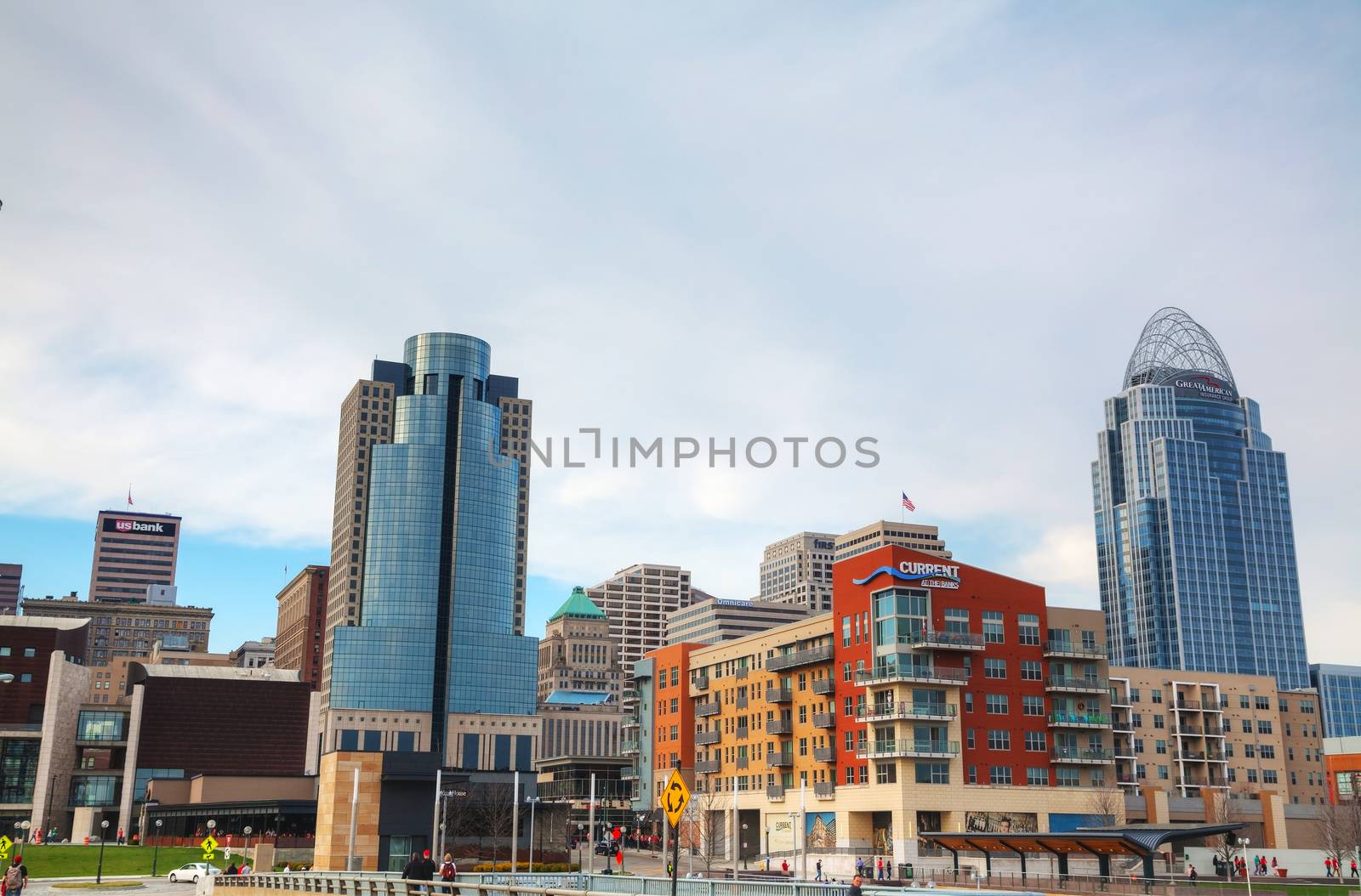 CINCINNATI - APRIL 12: Cincinnati downtown overview on April 12, 2014 in Cincinnati, Ohio. The third-largest city in Ohio and the 65th-largest city in the US, it had a population of 296,945 at the 2010 census.