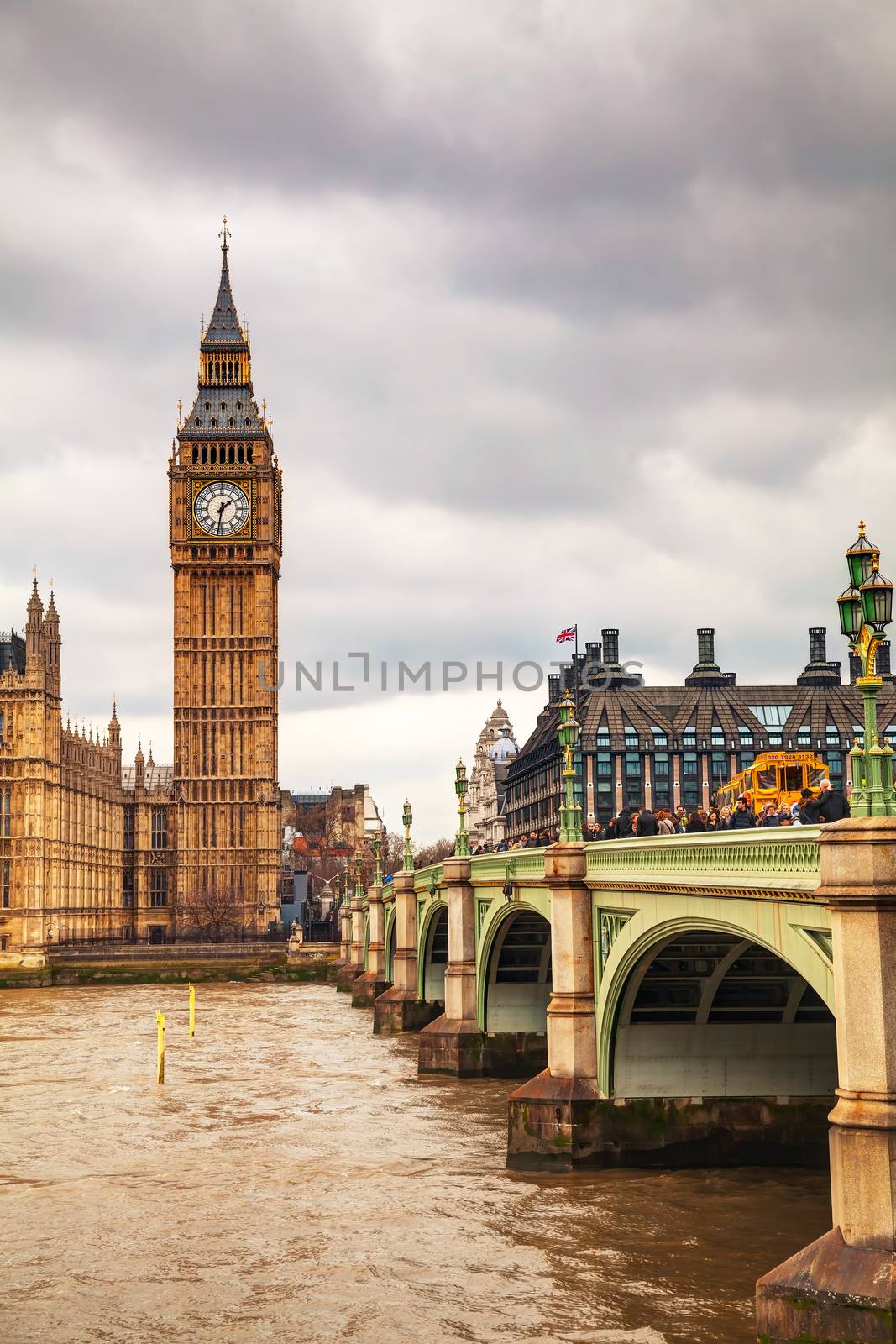 LONDON - APRIL 4: Overview of London with the Elizabeth Tower on April 4, 2015 in London, UK. The tower is officially known as the Elizabeth Tower, renamed as such to celebrate the Jubilee of Elizabeth II.