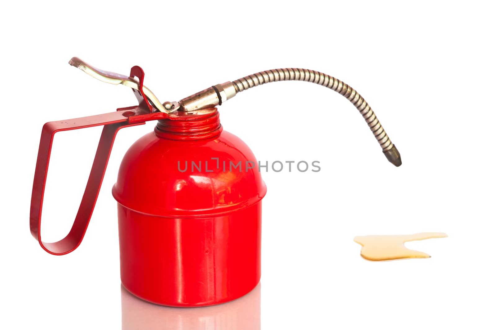 Red oil can, Isolated, Clipping paths by jimbophoto