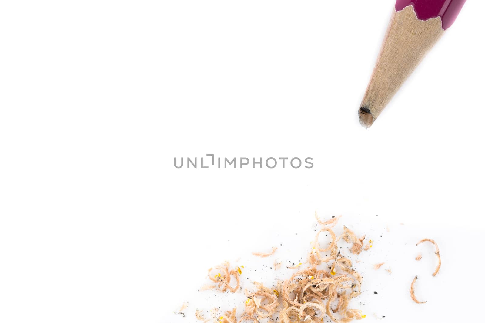 purple broken pencil on white background isolated from top view