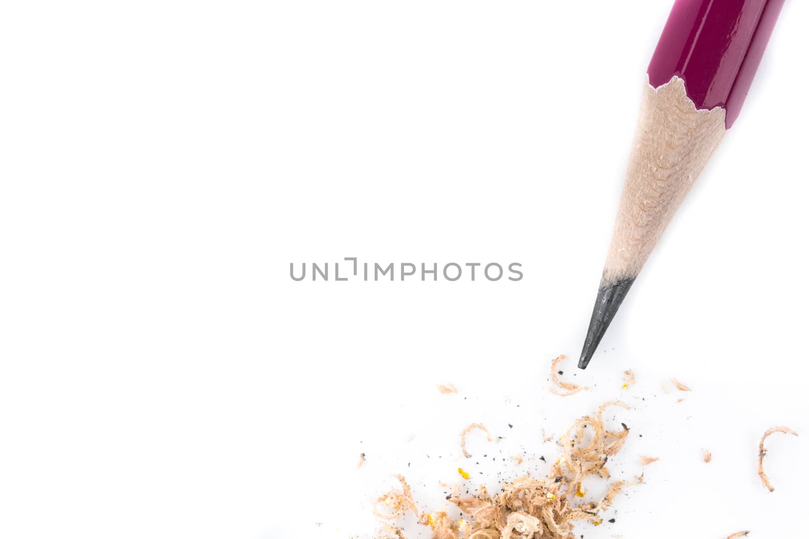 purple pencil on white background isolated from top view