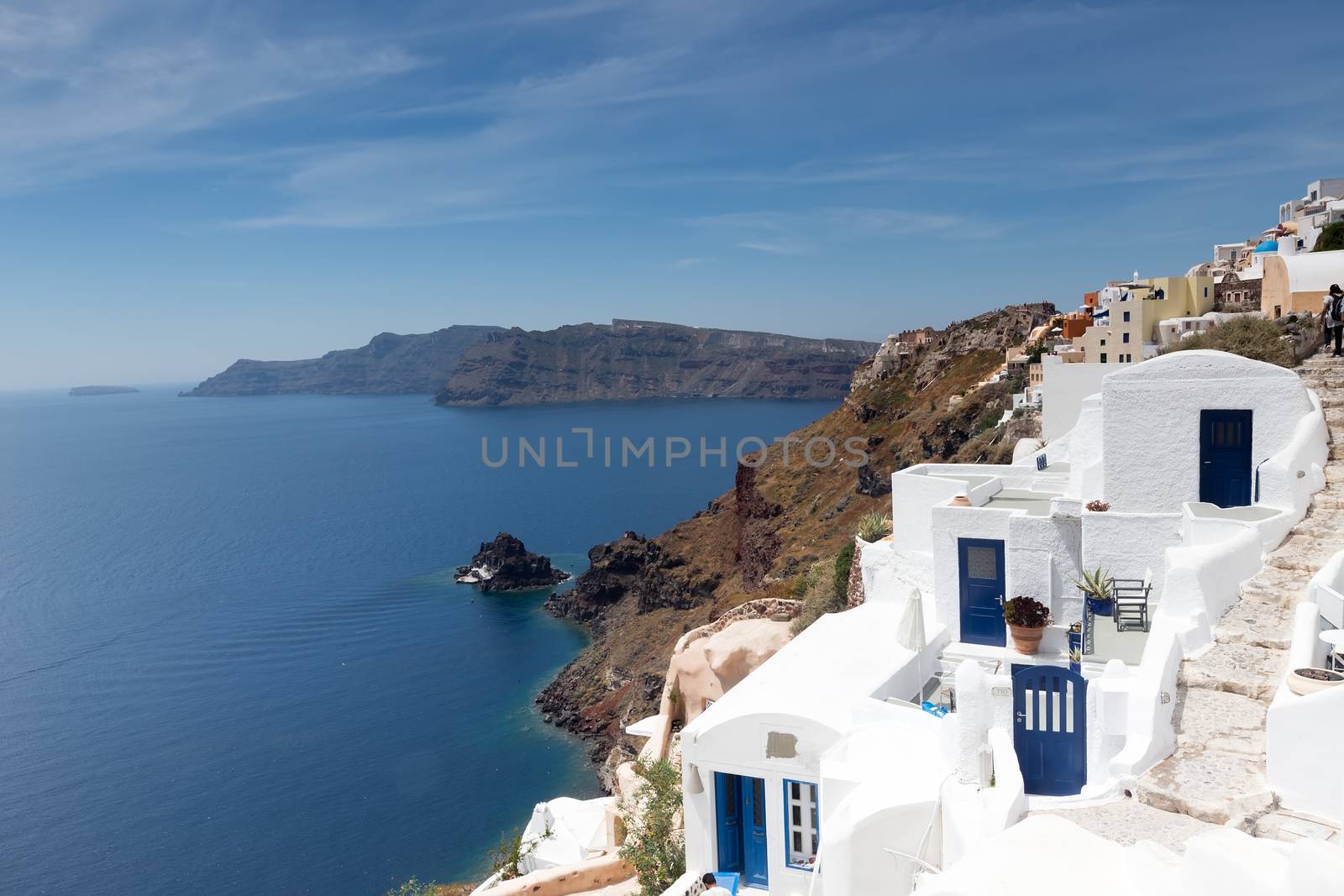 White architecture of Oia village on Santorini island, Greece by ververidis