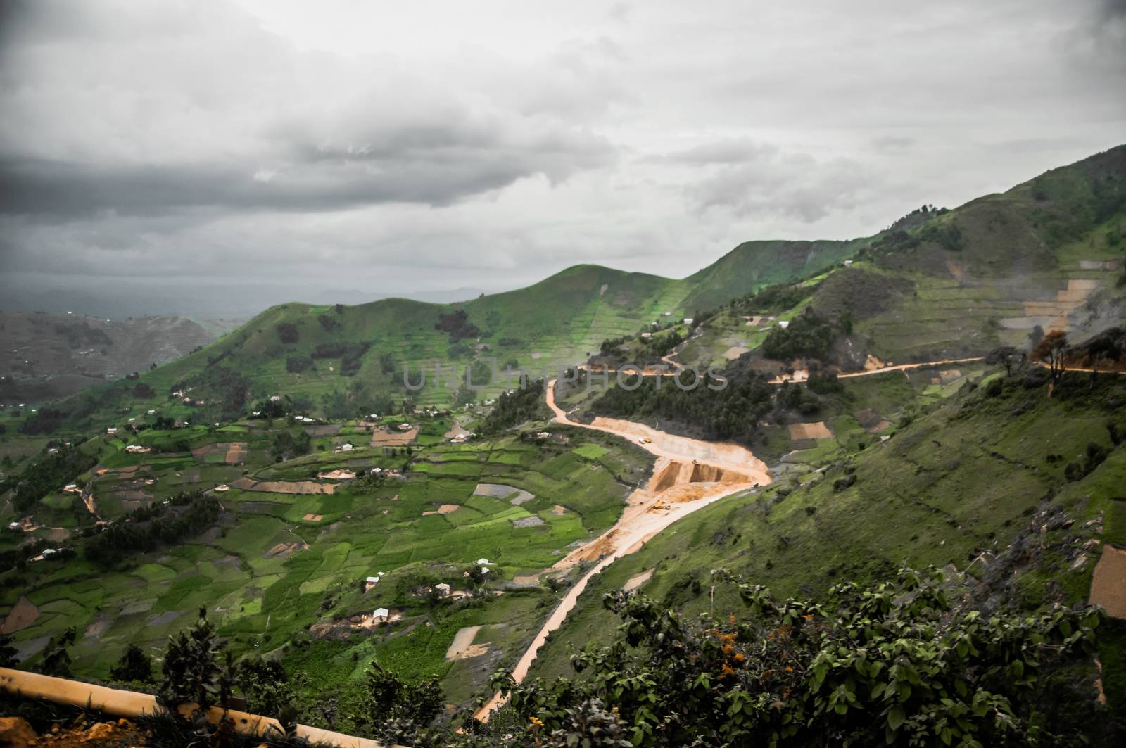 A view of the landscape in the Kibale district in Uganda, near the border of Rwanda, reveal subsistance farming from the bottom to the highest points of the hills and valleys.