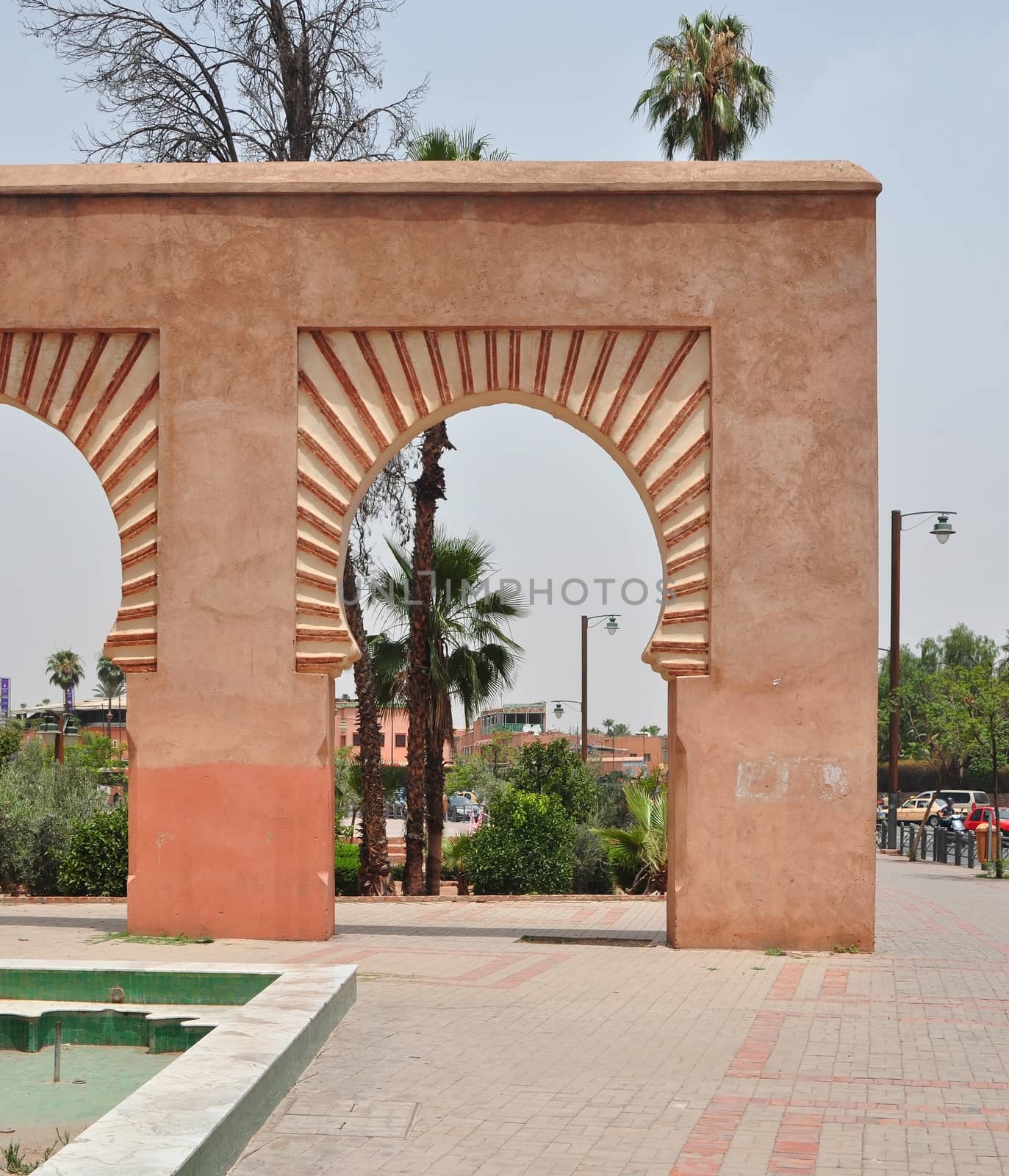 marrakech city morocco Koutoubia Mosque landmark archway architecture