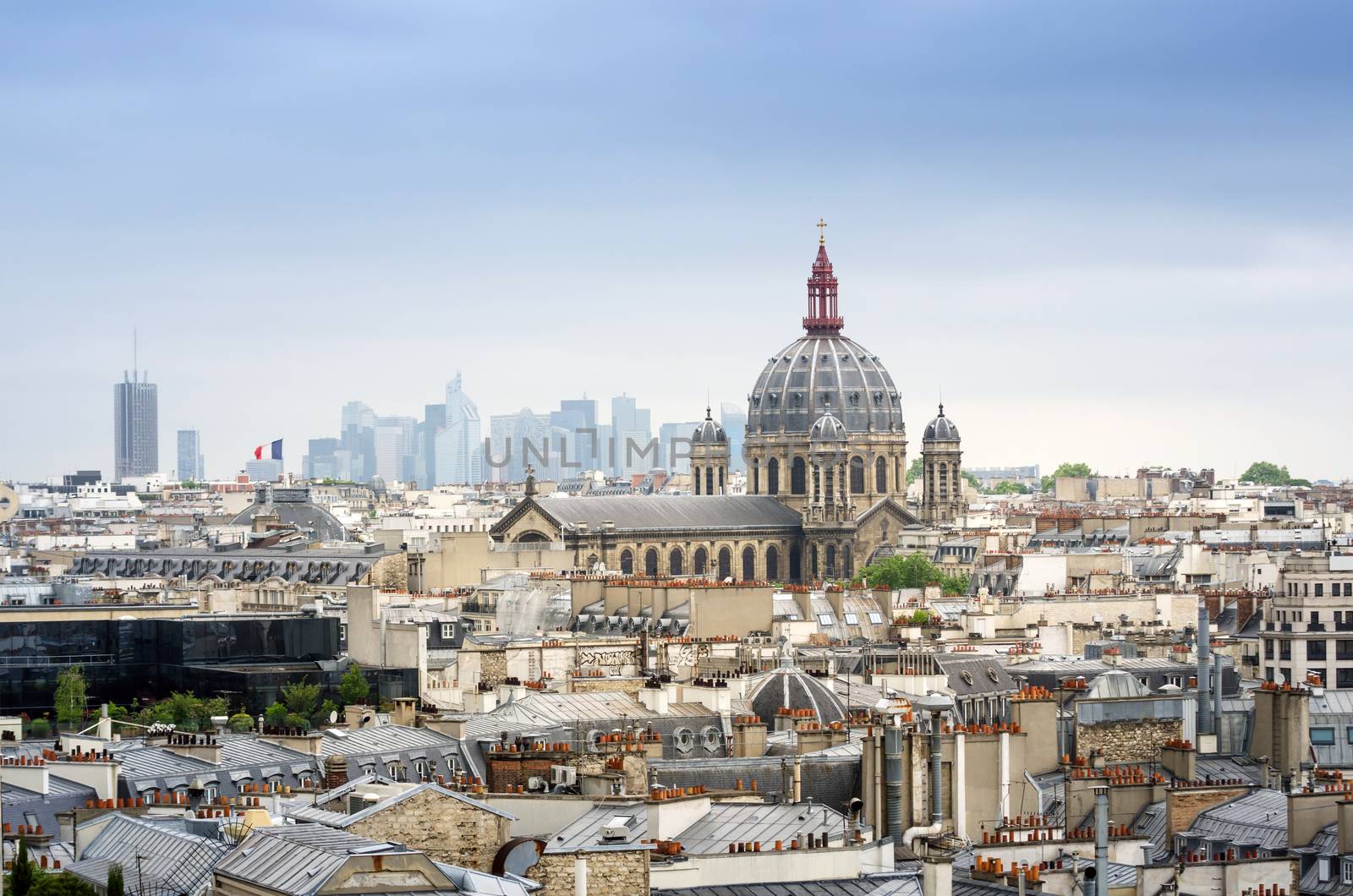 Saint-Augustin Church with Paris Skyline, France.