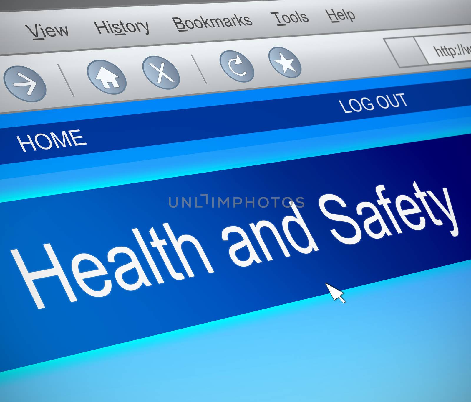Illustration depicting a computer screen capture with a health and safety concept.