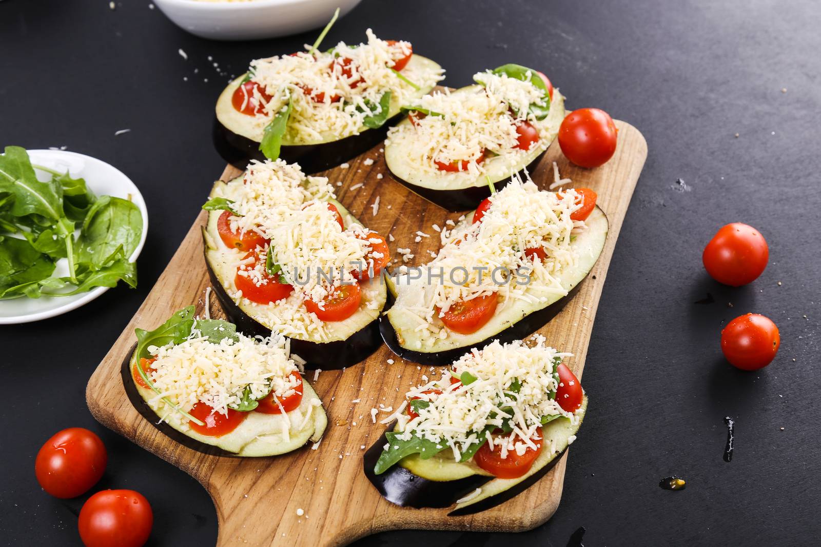 Pizza made out of eggplant