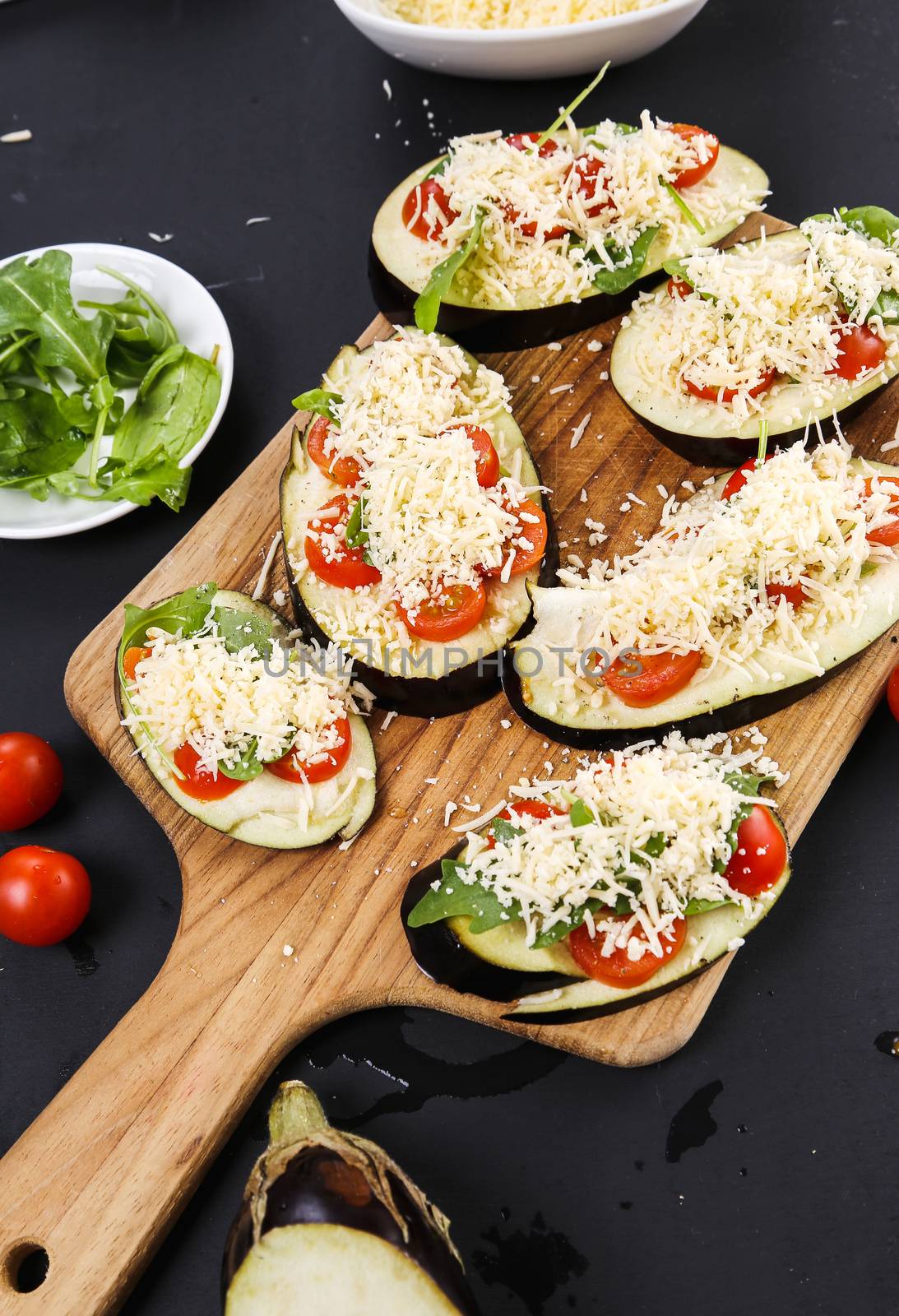 Pizza made out of eggplant