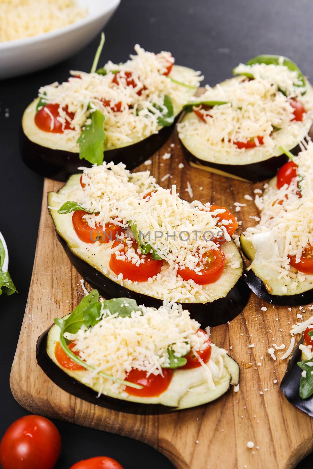 Pizza made out of eggplant