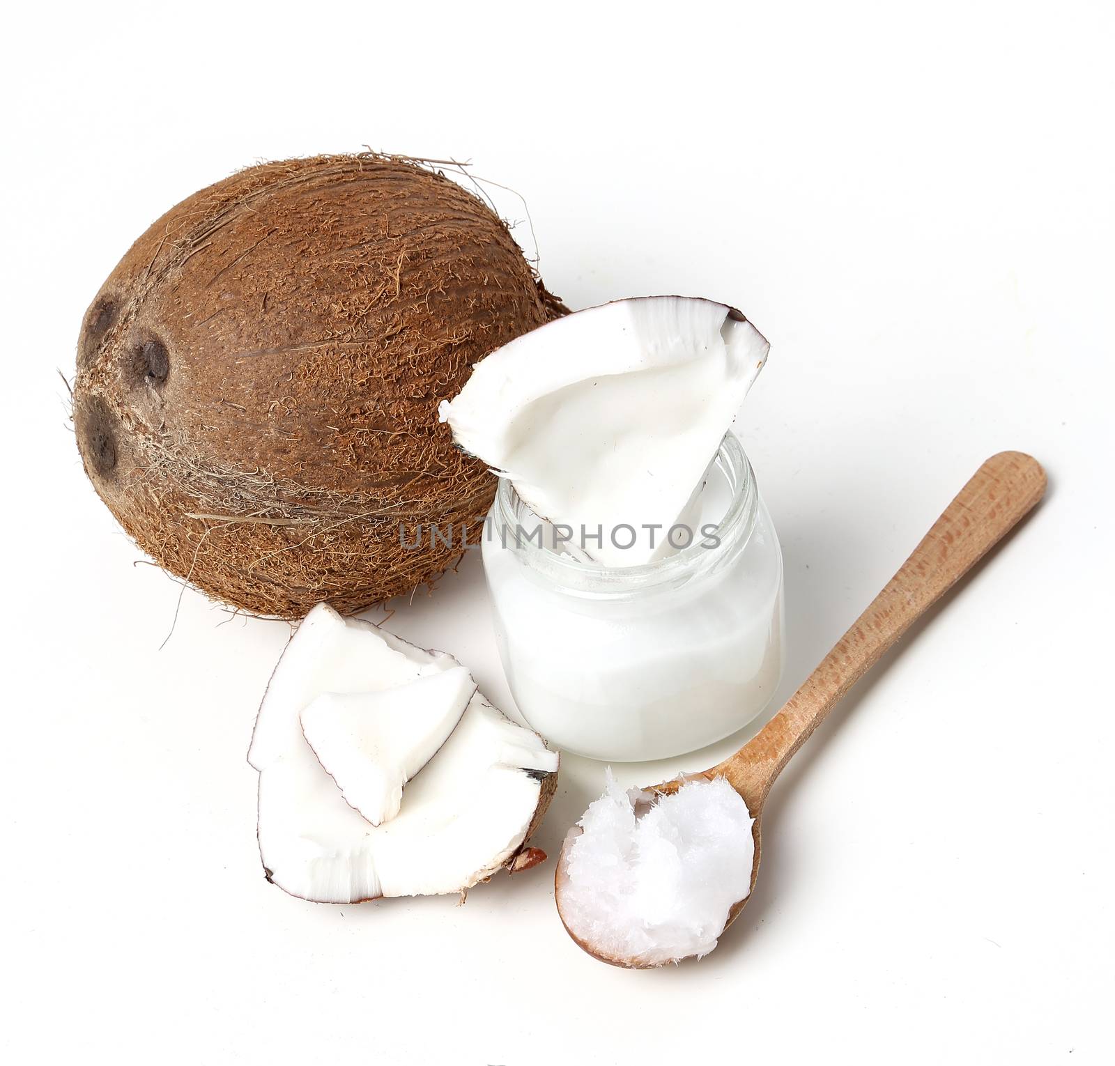 Coconut on a white background