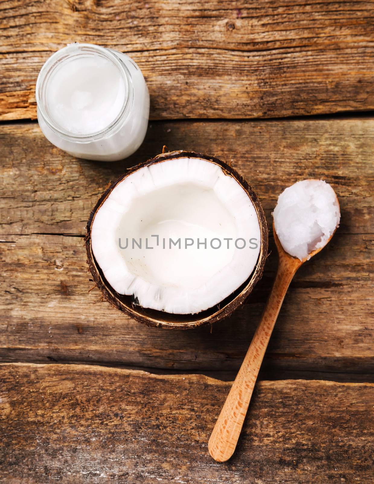 Coconut on the wooden table