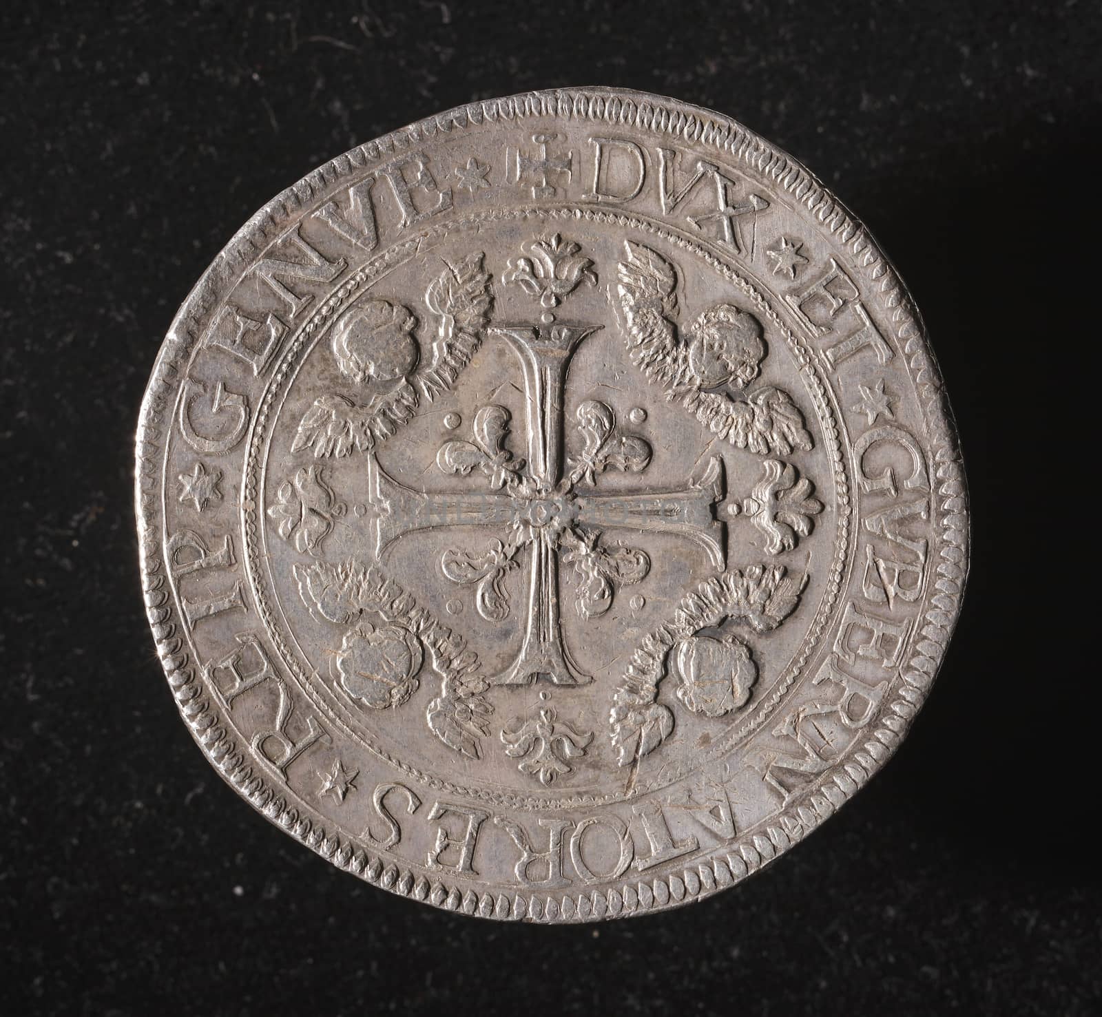 5 scudi - recto ID006 - ancient silver coin of republic of genoa italy