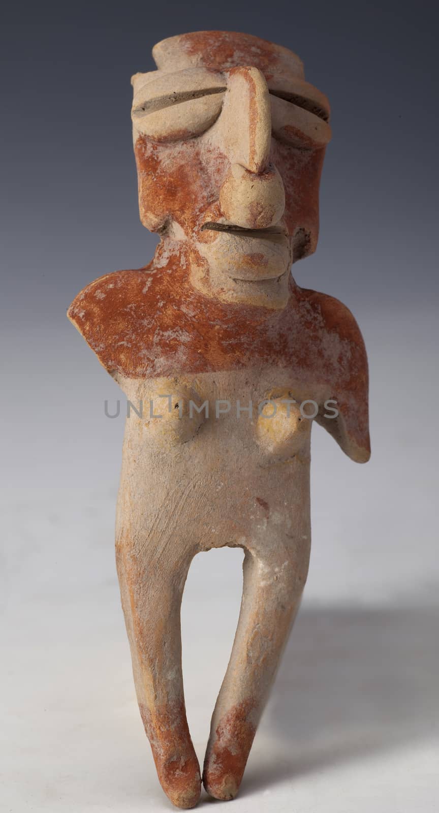 anthropomorphic figure in argil or clay, ancient art of ecuador