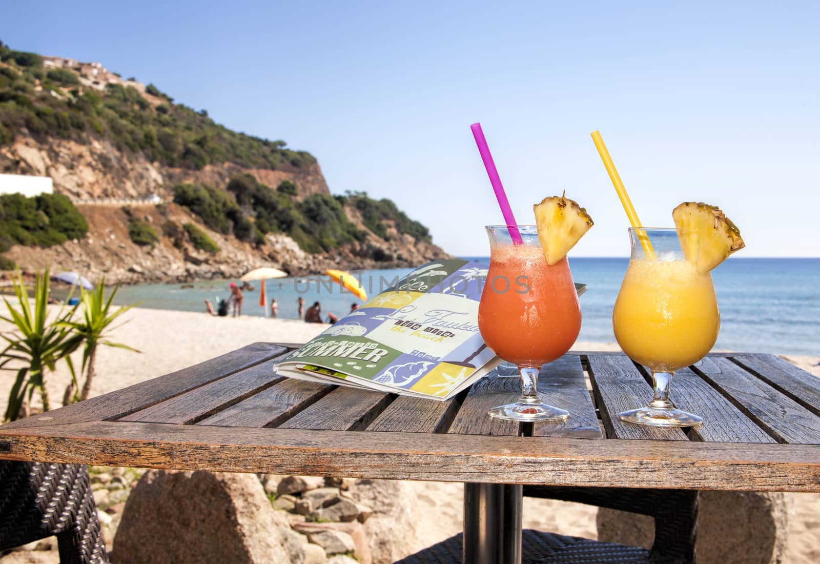 drink on the beach in summer day in corsica