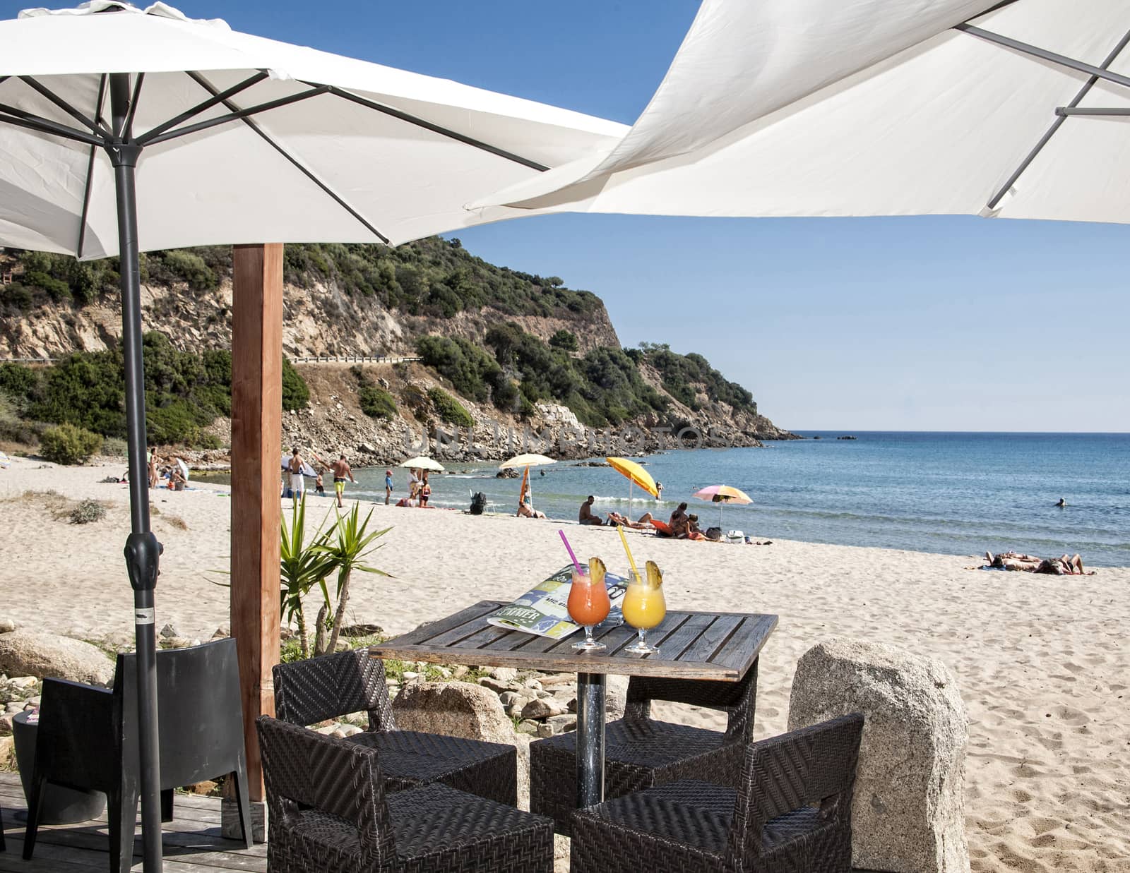 table near the sea for drink