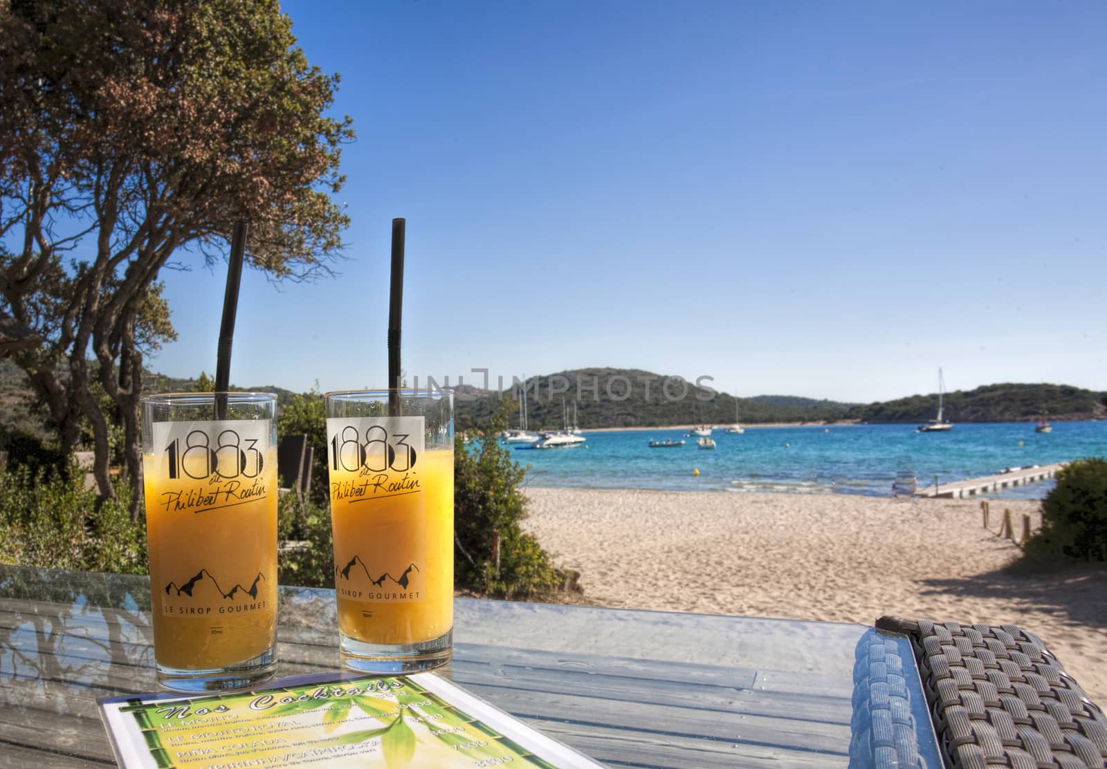 two drinks on Rondinara's beach in Corsica