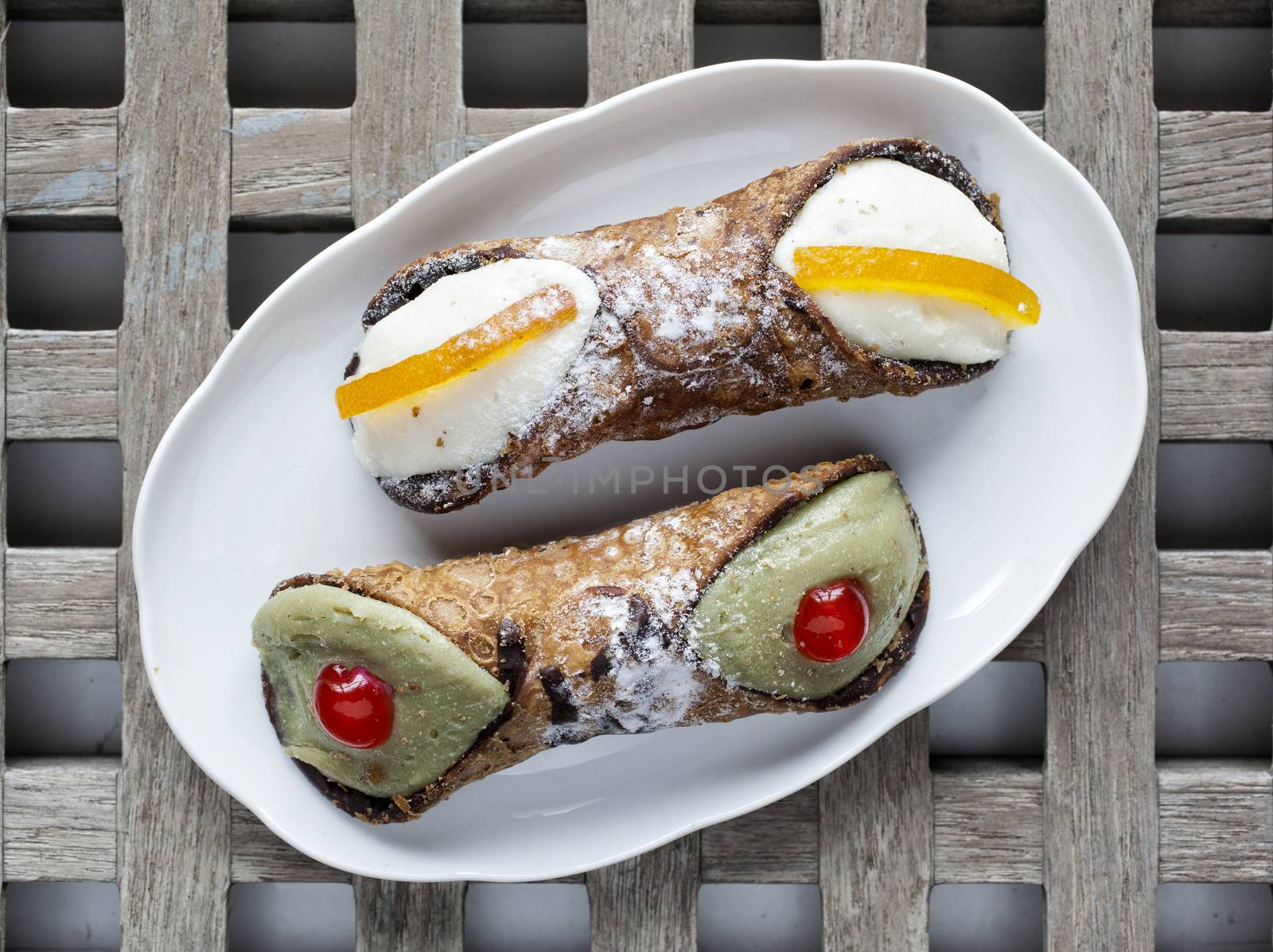 Typical Sicilian sweet called cannoli or "cannolo siciliano"